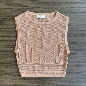 Babaton Tan Ribbed Crop Tank Top